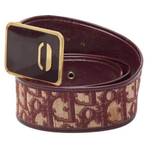 Dior Trotter Belt Size 75 Wine Red Gold Canvas Leather main image 5